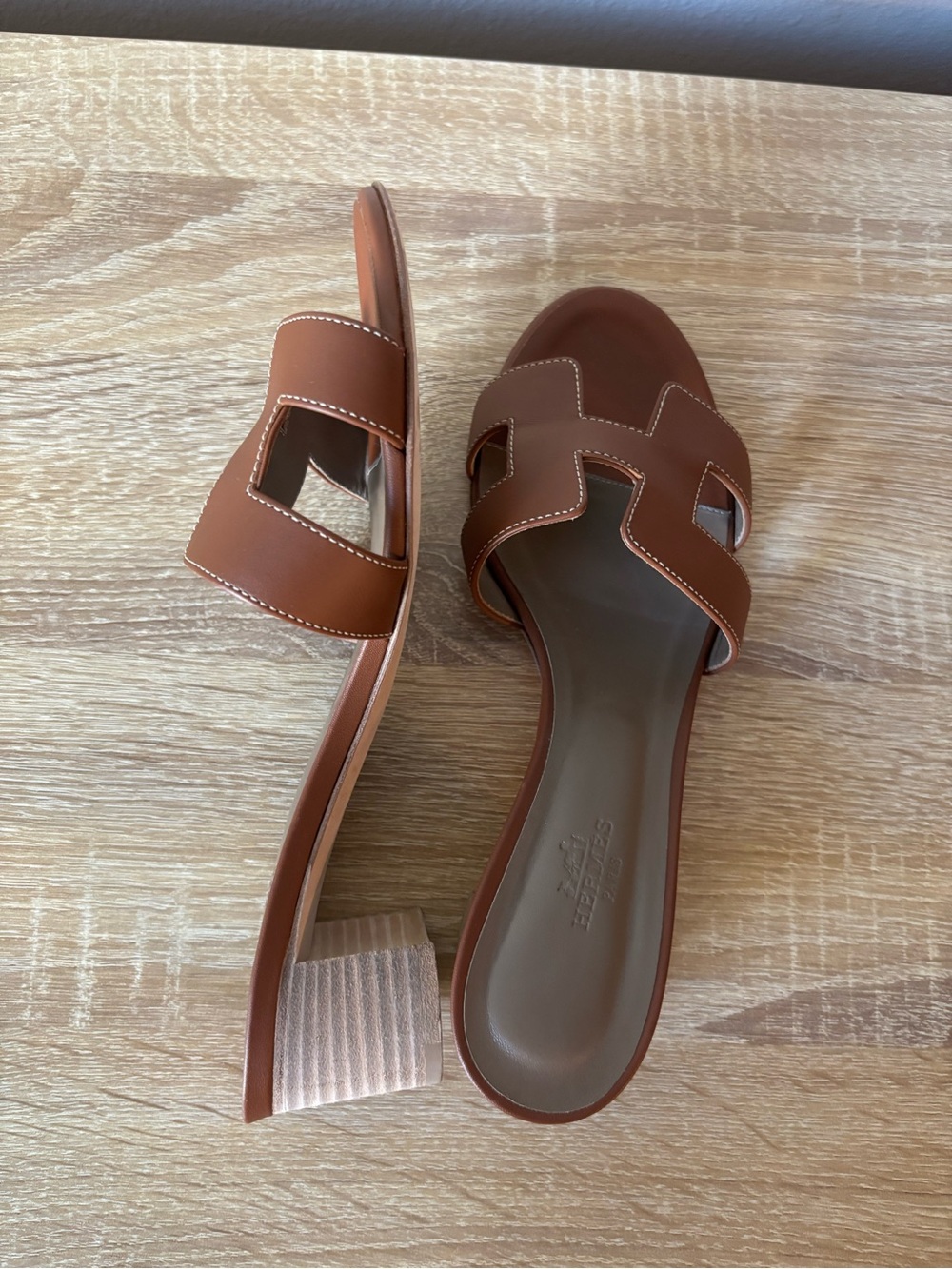 Hermes Oasis Slide Sandals - Tan Brown - Picture 5 of 6